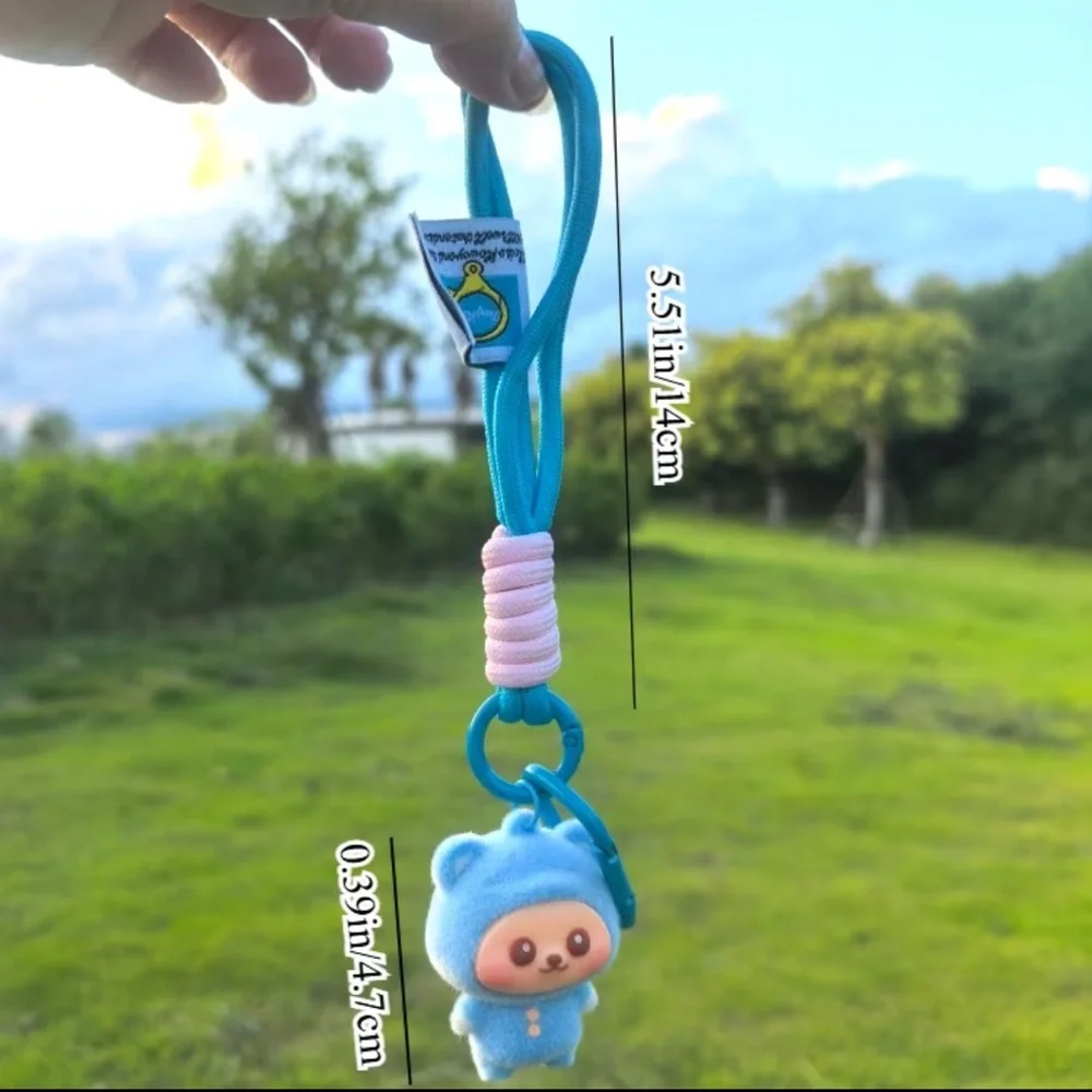 Cute Lububu Style Keychain with Blue Accents